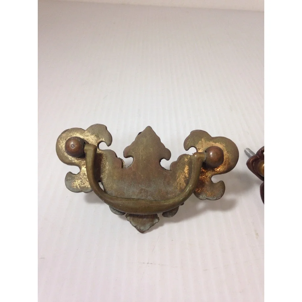 Antique Brass Drawer Pull lot 2 Ornate Hardware